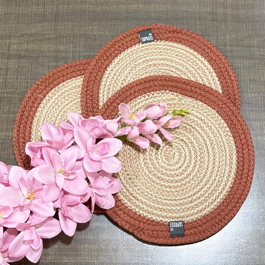 Braided Round PP Trivet Set (3 PCS, 9" Dia) | Machine Washable Pot Mat for Dining Table, Hot Pots, Casserole