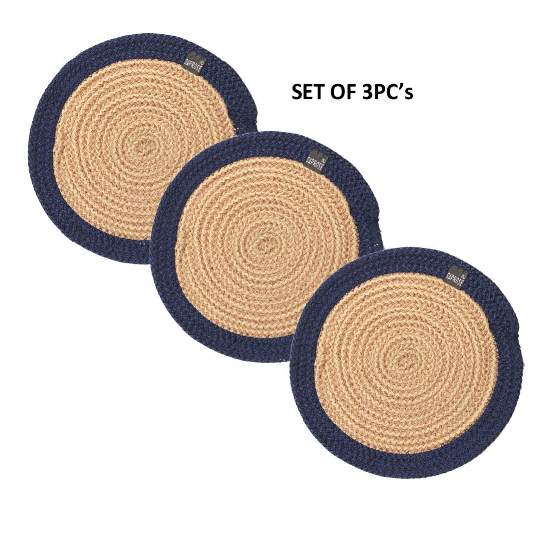 Braided Round PP Trivet Set (3 PCS, 9" Dia) | Pot Mat for Dining Table, Hot Pots, Casseroles