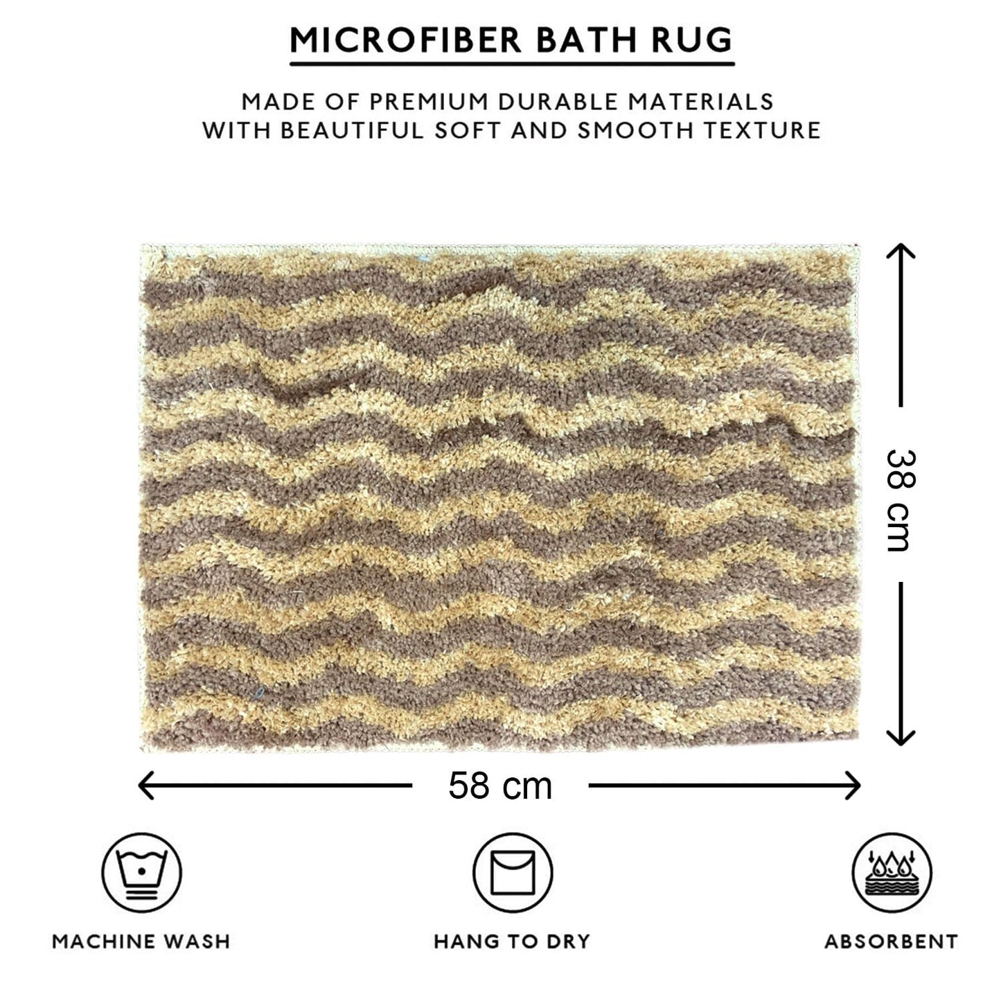 Berlin Super Soft Microfiber Bath Mat 38x58 cm | Anti-Slip, Washable Bathroom Floor Mat