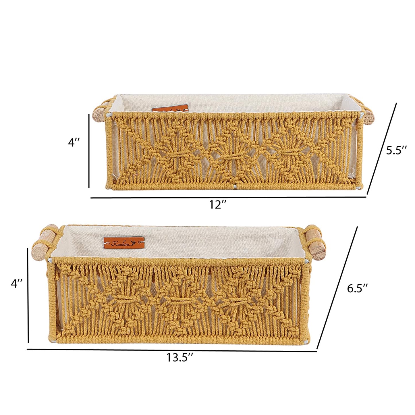 Mustard Handcrafted Cotton Decorative Basket – 2pc Set