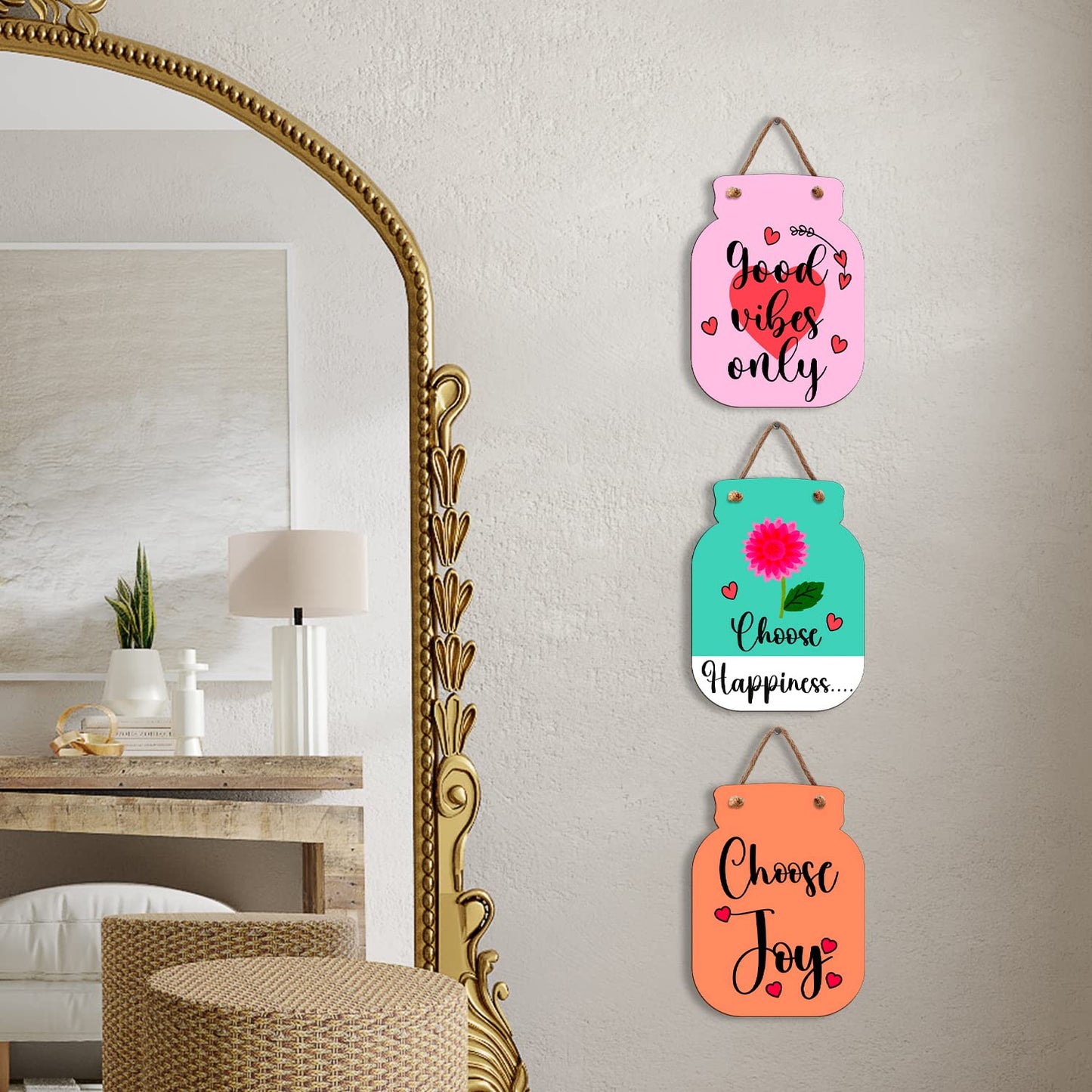 Elegant Wooden Wall Hangings for Home Decor | Stylish Wall Art for Living Room, Bedroom | Good Vibes Only