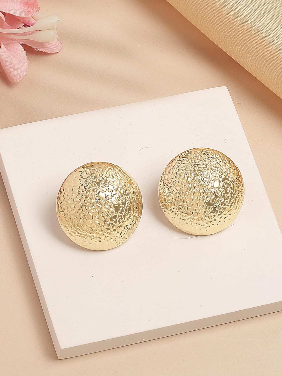 Stud Earrings – Fashion Jewellery – Gold Plated, Durable Finish – Single Pair