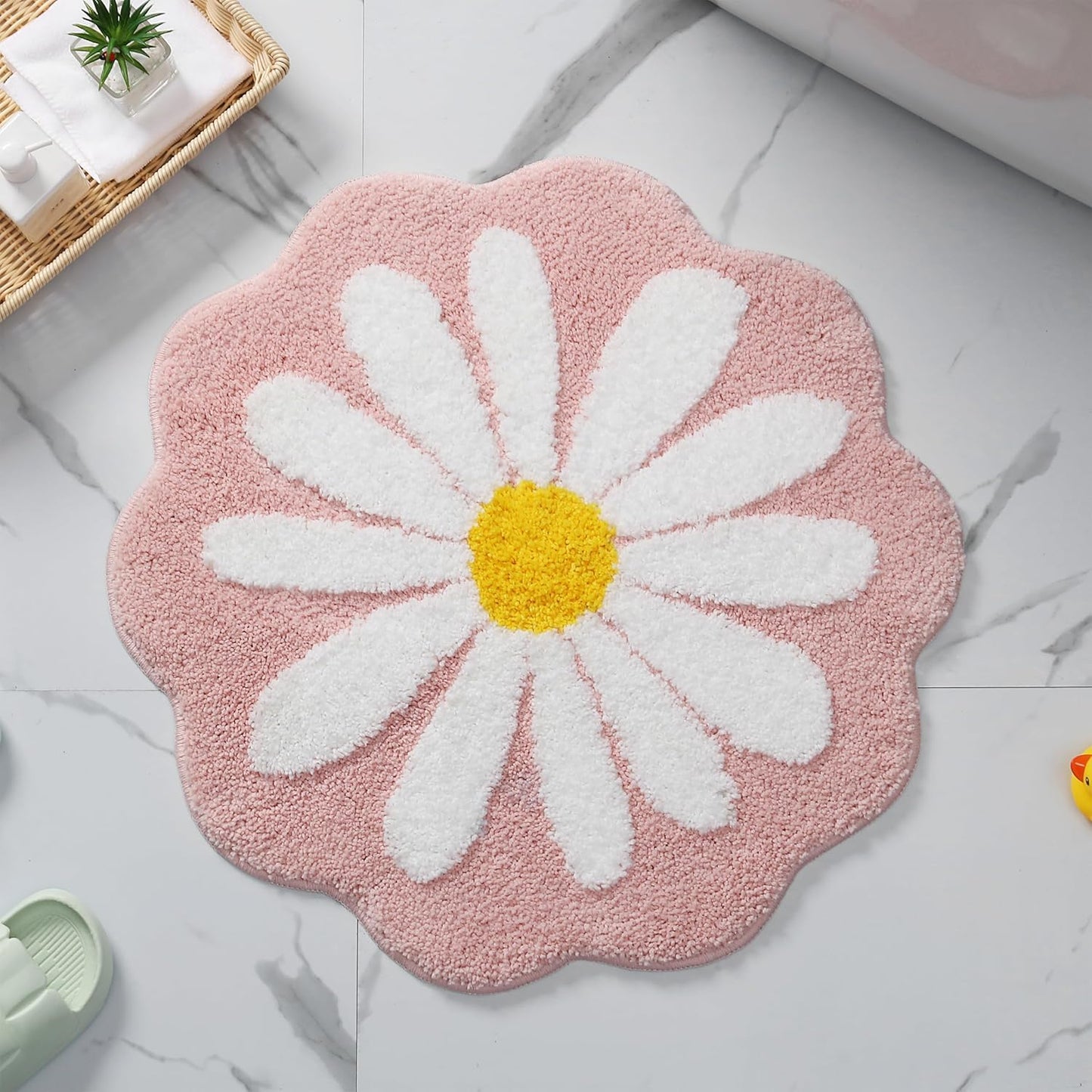 Cute Abstract Pink Non-Slip Washable Bath & Door Mat | Quick Dry, Easy Clean Floor Rug, Multiple Sizes