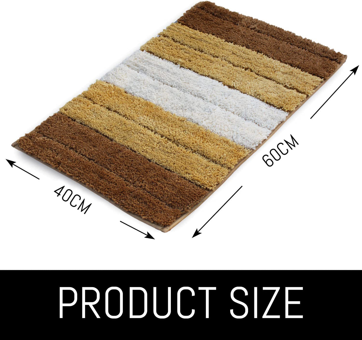 Microfiber Rectangular Luxury Bath Mat Soft Anti-Slip 40x60 cm 1-Pack | Ultra Absorbent Bathroom Rug, Washable