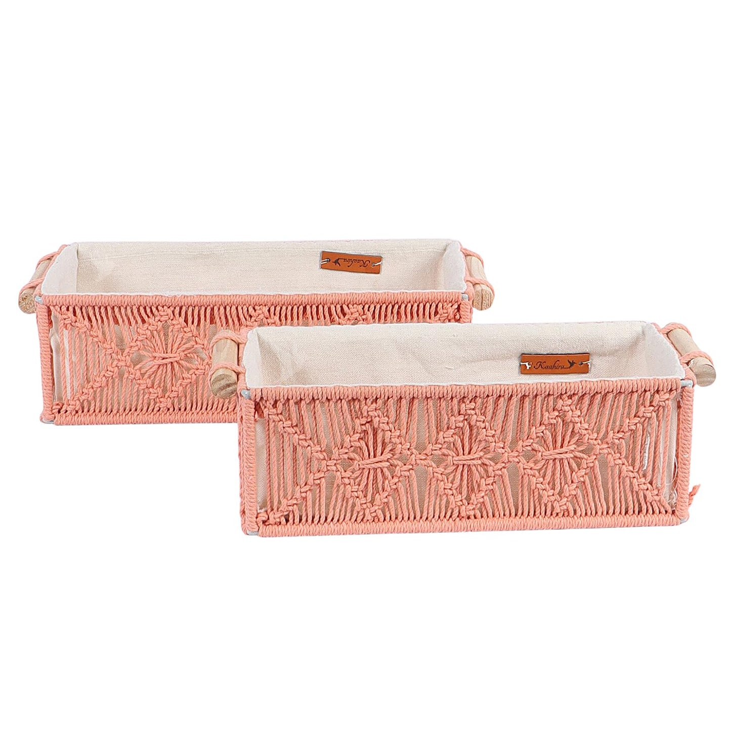 Rose Handwoven Cotton Storage Basket Set – 2pc Set