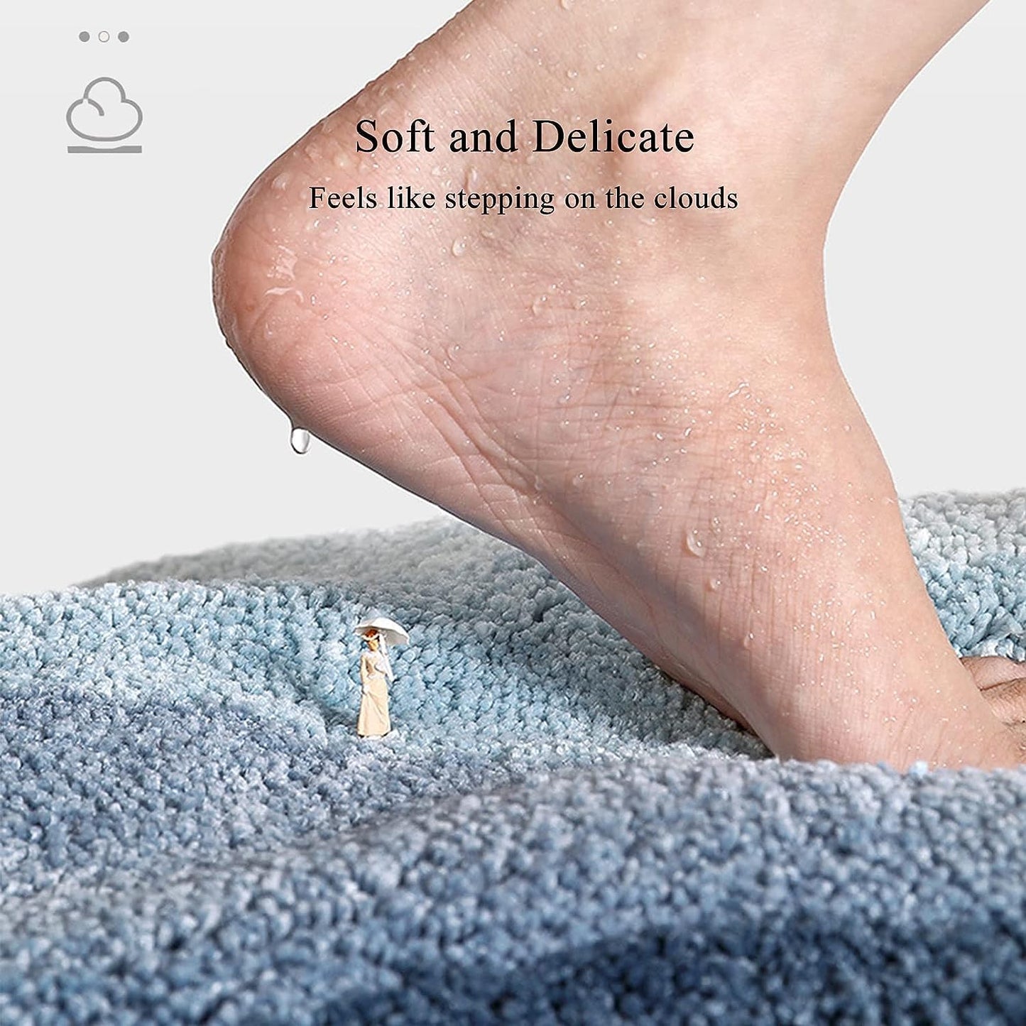 Luxury Wave Super Soft Anti-Skid 2000 GSM Microfibre Mat (40x60 cm, Pack 1) | Absorbent Door, Bath, Floor Mat for Home, Kitchen