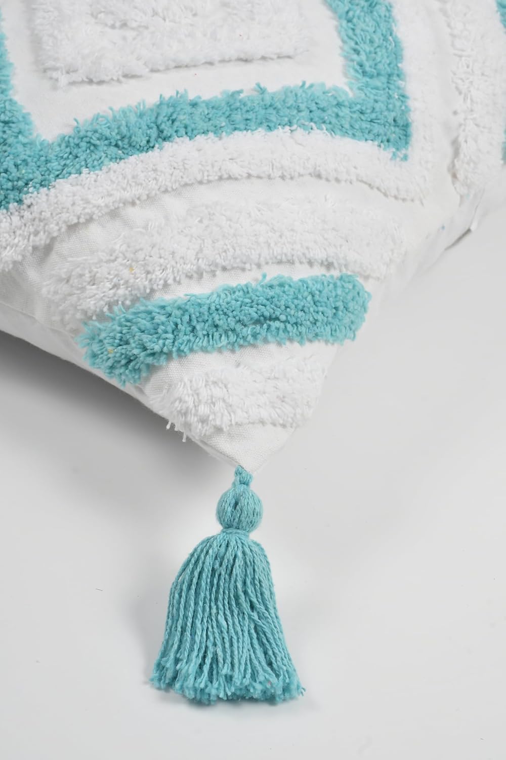 Boho Tufted Cushion Cover 16x16 inch Pack of 2 | Decorative Pillow Case for Sofa & Bed