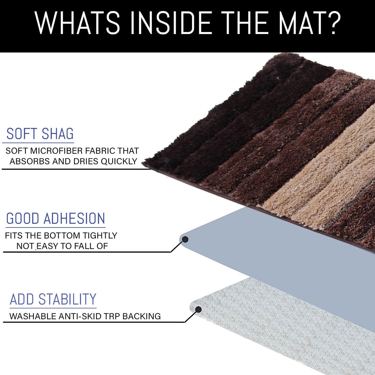 Super Soft Thick Microfiber Bath Mat 40x60 cm | Anti-Skid Luxury Absorbent Washable Bathroom Rug