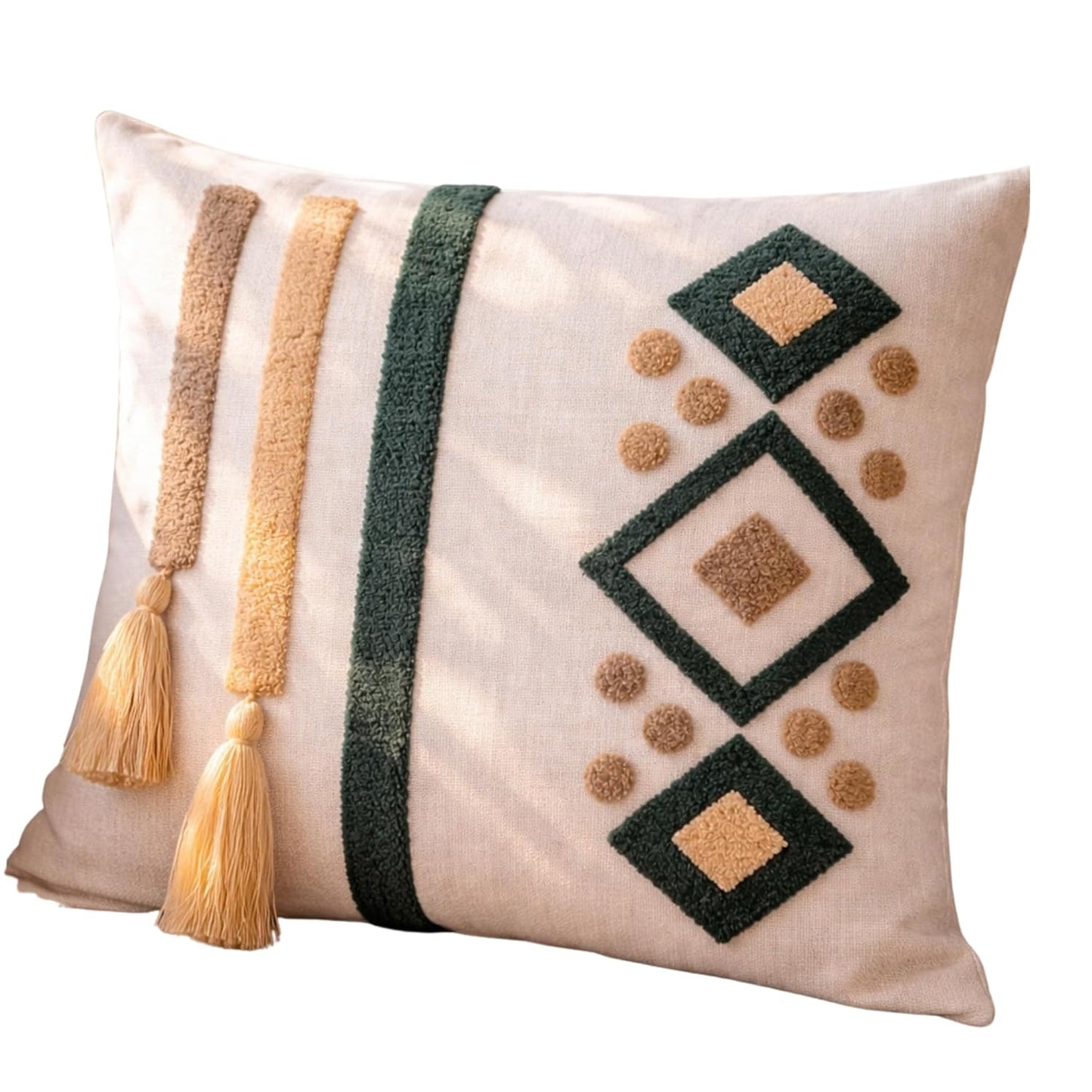 Geometric Tufted Decorative Cushion Cover - 100% Cotton - 1pc