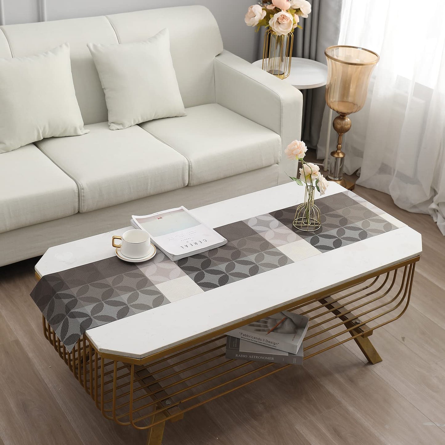 Grey PVC Table Runner 30x135 cm | Easy Clean Dining, Centre & Side Table Mat, 1 Pc