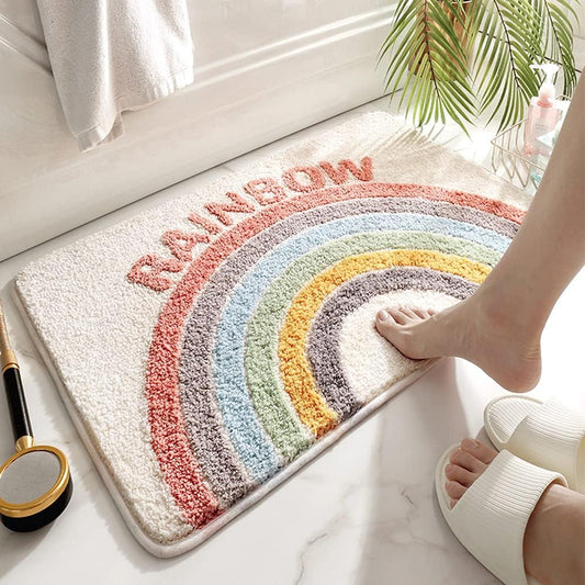 Rainbow Super Soft Anti Skid 2000 GSM Microfibre Bath Mat 40x60 cm Pack of 1 | Super Absorbent Floor Kitchen Door Mat