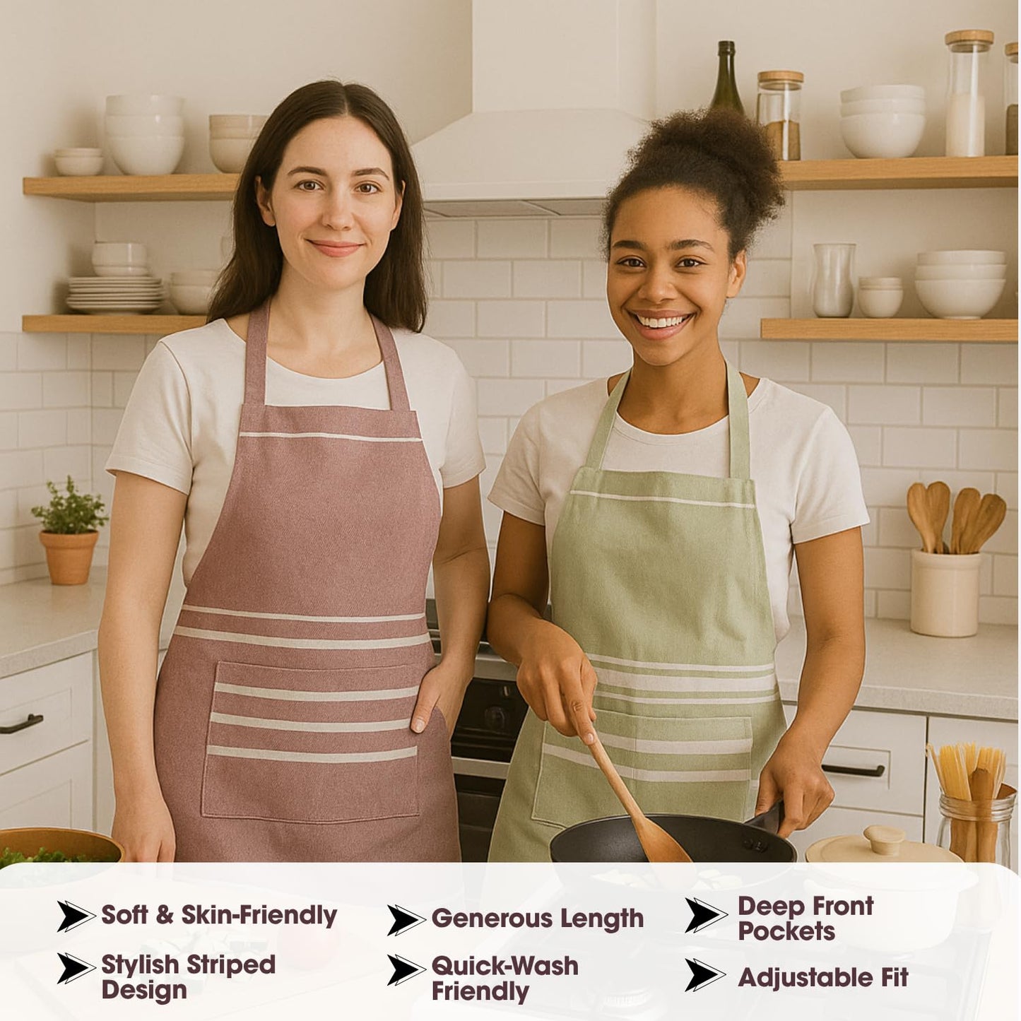 Unisex Cooking Aprons – Chef Apron – Waterproof Polyester Blend – Adjustable Fit, 2 Pockets