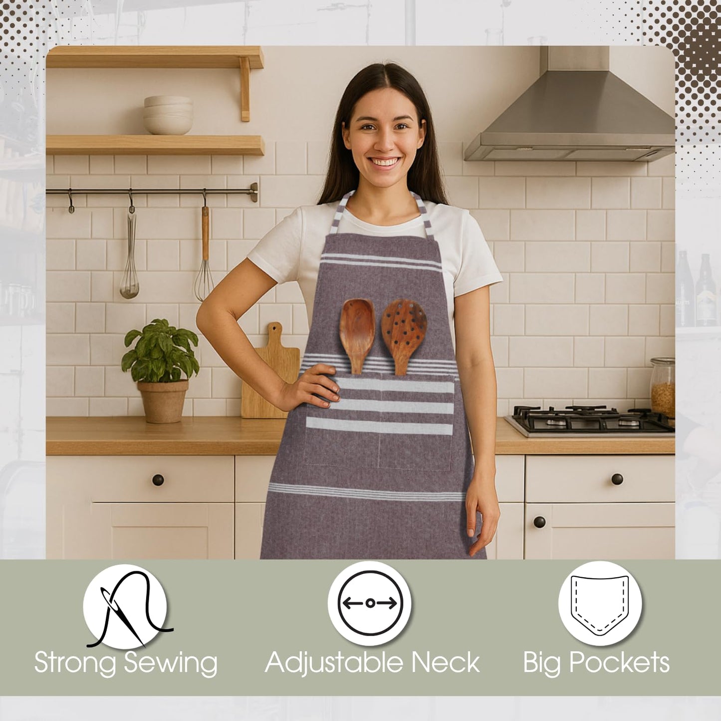Unisex Cooking Aprons – Chef Apron – Waterproof Polyester Blend – Adjustable Fit, 2 Pockets