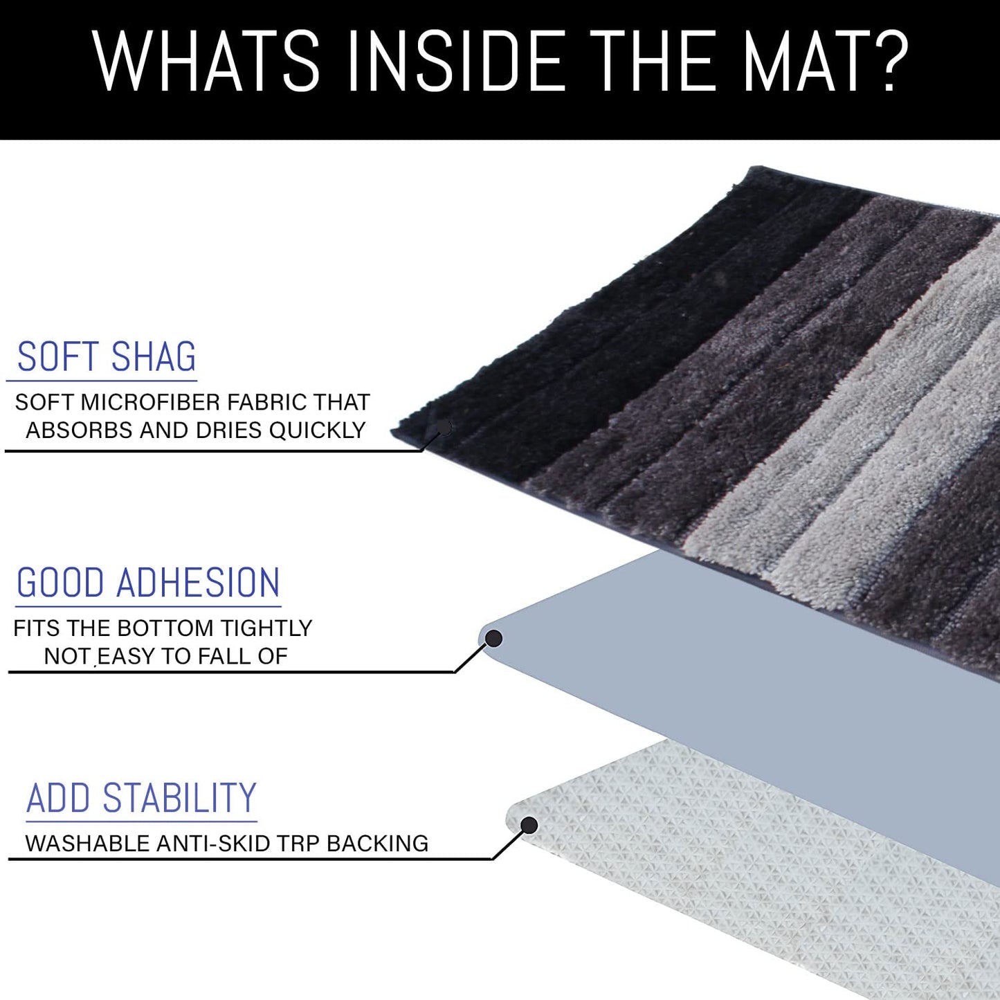 Luxury Soft Microfiber Bath Mat, Anti-Slip & Ultra Absorbent, 40x60 Cm Rectangular | Skid Resistant, Washable Bathroom Mat