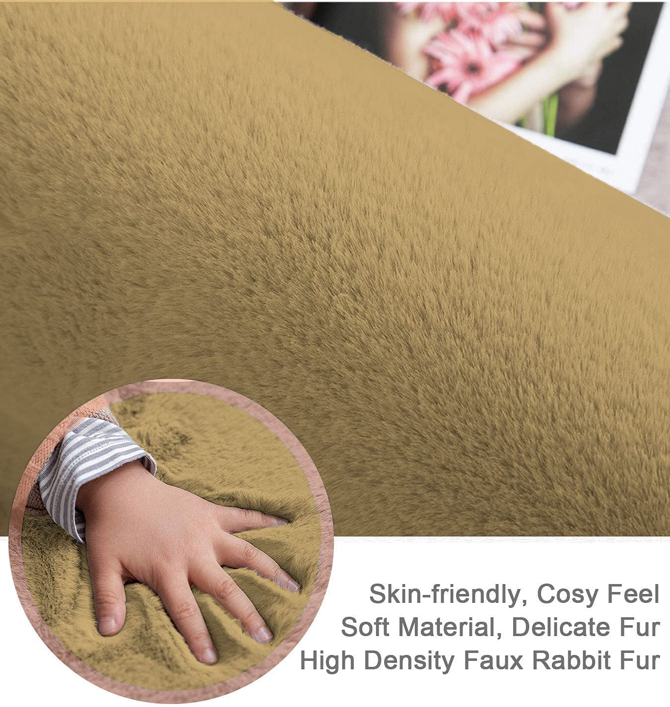 Fur Solid Anti Gold Super Soft Anti-Slip Washable 1000 GSM Bath Mat 40x60 cm | Bathroom Bedroom Floor Mat