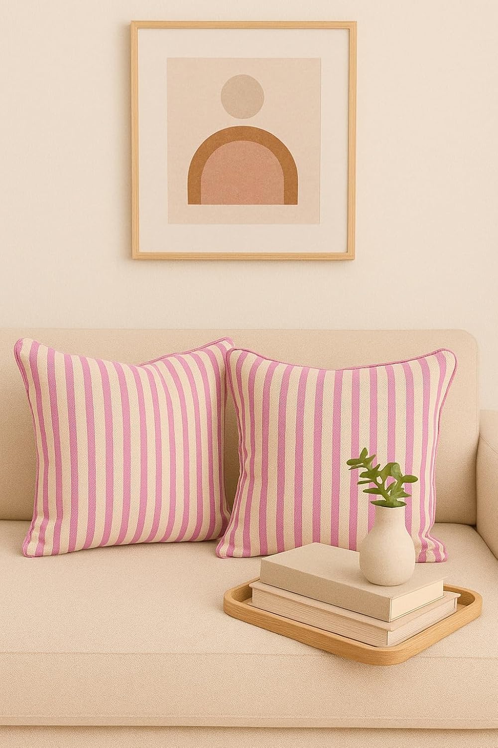 Set of 2 - Decorative Cushion Cover – Pure Cotton Weave, Concealed Zipper – 16x16