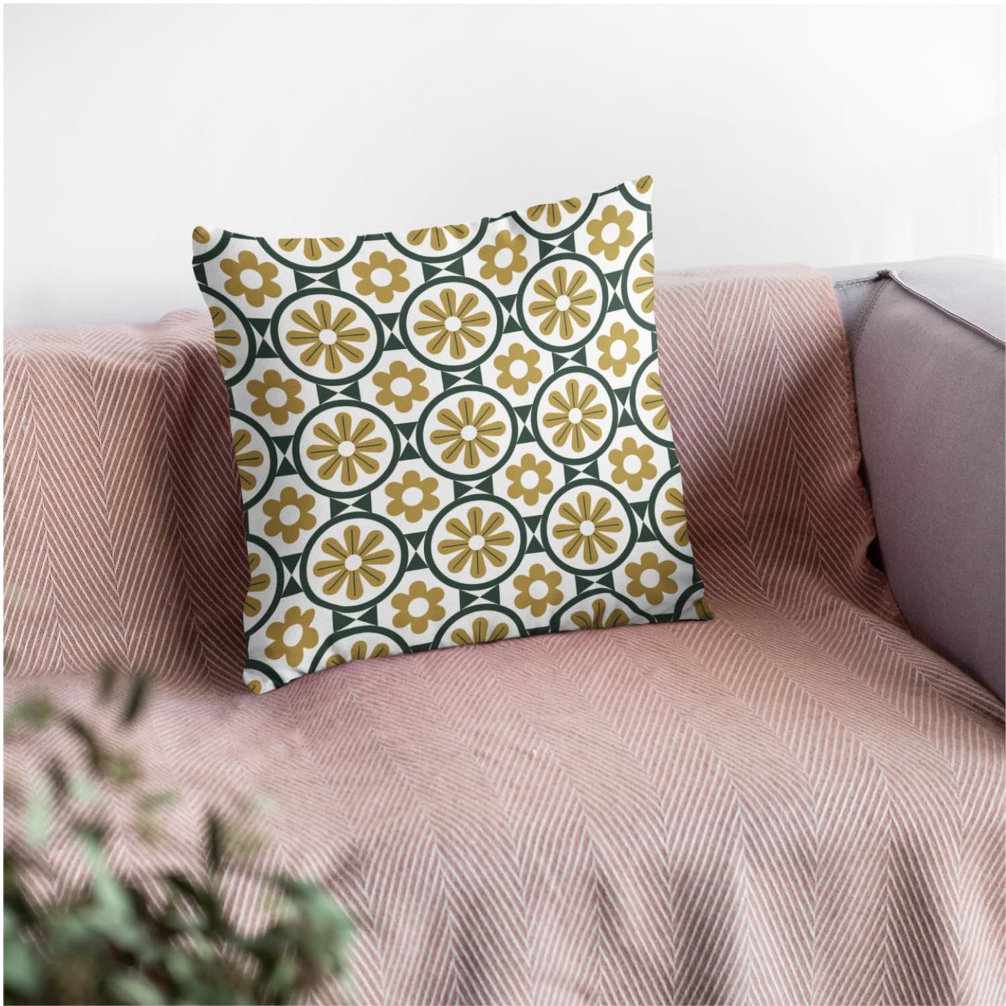 Retro Floral Digital Print Soft Velvet Cushion Covers 18x18 inch (Pack of 2) | Modern Decorative Sofa Throw Pillow Covers Home Decor