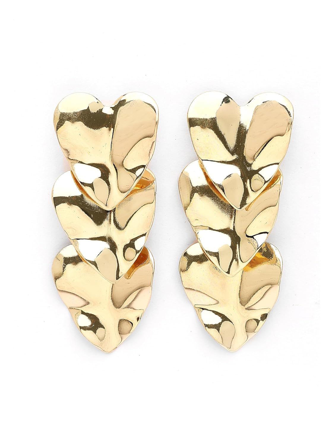 Heart Shape Drop Earrings – Women's Jewellery – Gold Plated Dangle Style