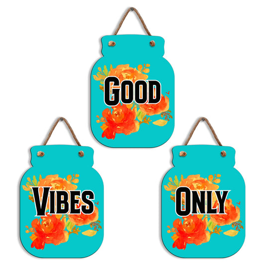 Stylish Wooden Wall Hanging Decor | Good Vibes Only Wall Art 30 Cm | Home Decoration for Living Room Bedroom