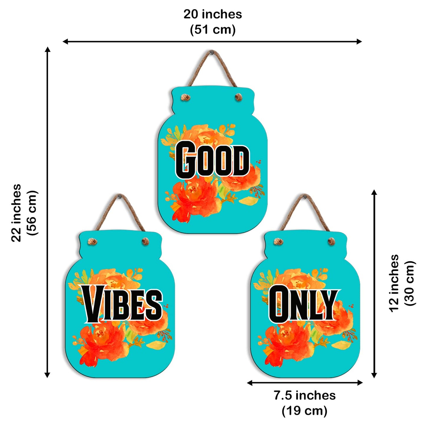 Stylish Wooden Wall Hanging Decor | Good Vibes Only Wall Art 30 Cm | Home Decoration for Living Room Bedroom