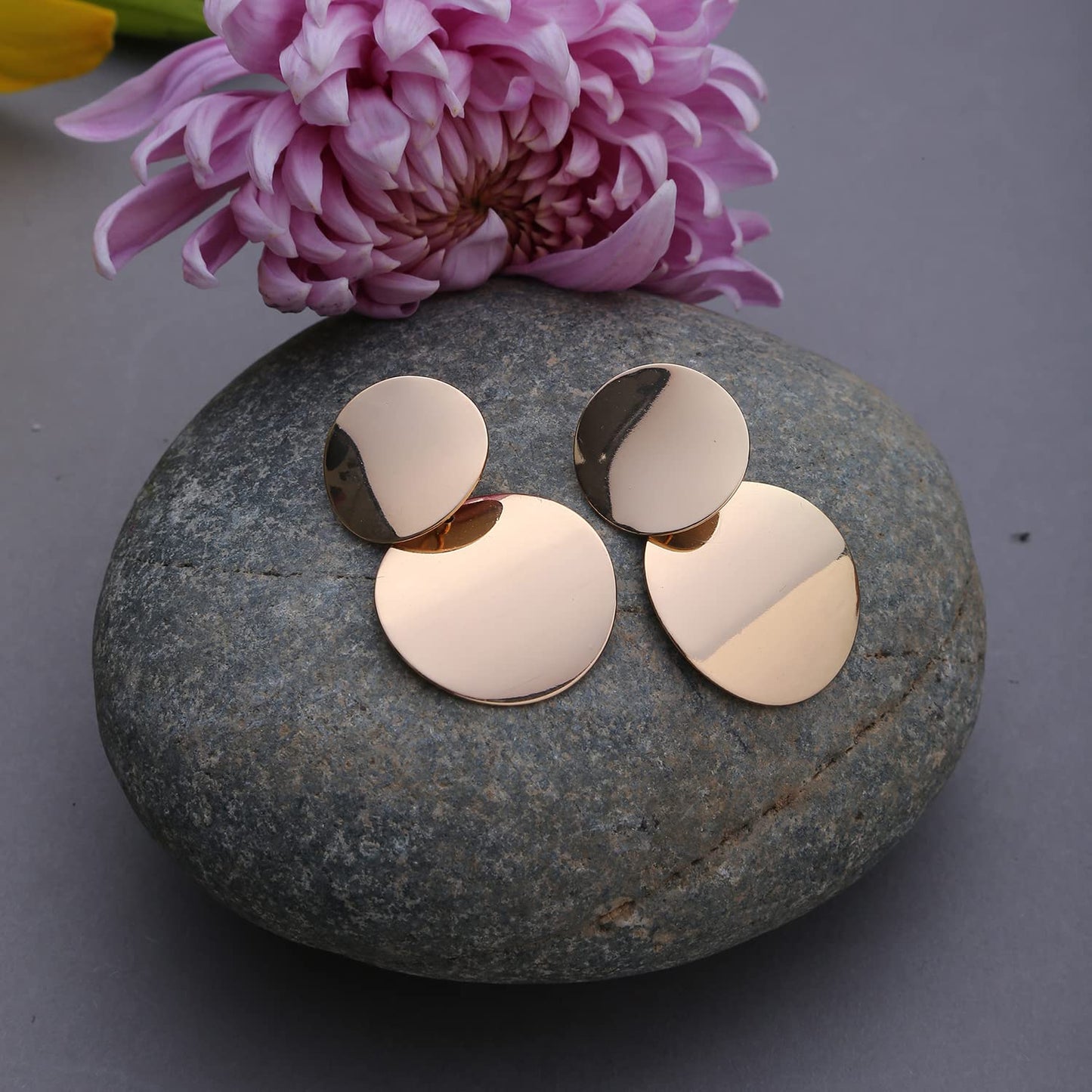 Modern Statement Drop Earrings – Fashion Jewelry – Brass Gold Plated – Light Weight