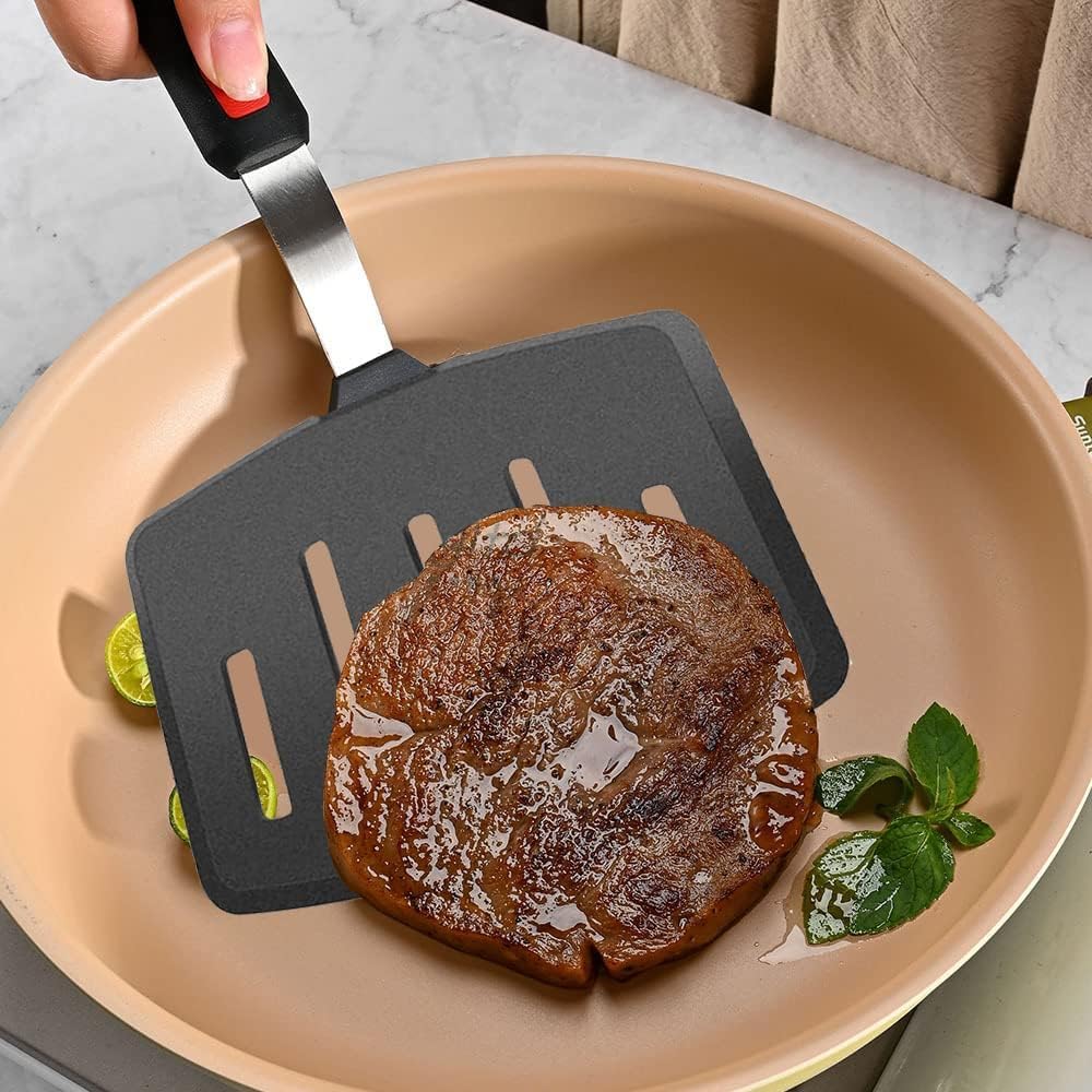 Spatule en silicone – Retourneur de cuisine et de pâtisserie – Antiadhésive, résistante à la chaleur – Large fente, unité unique