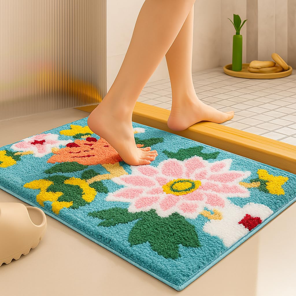 Super Soft Microfibre 2000 GSM Bath Mat (50x80 cm) Pack of 1 | Absorbent, Anti-Skid Door/Floor Mat for Home (Green)