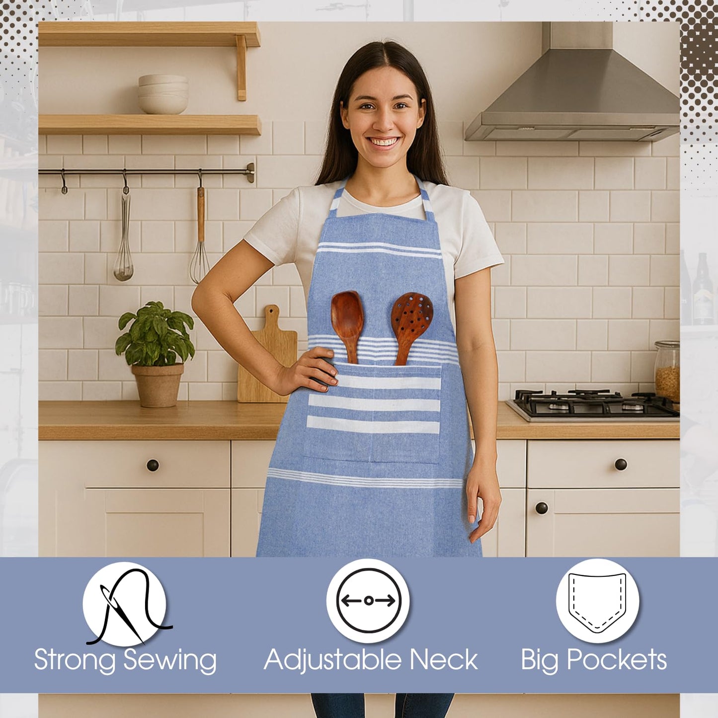 Tabliers de cuisine unisexes – Tablier de chef imperméable – Mélange de polyester résistant – Taille ajustable