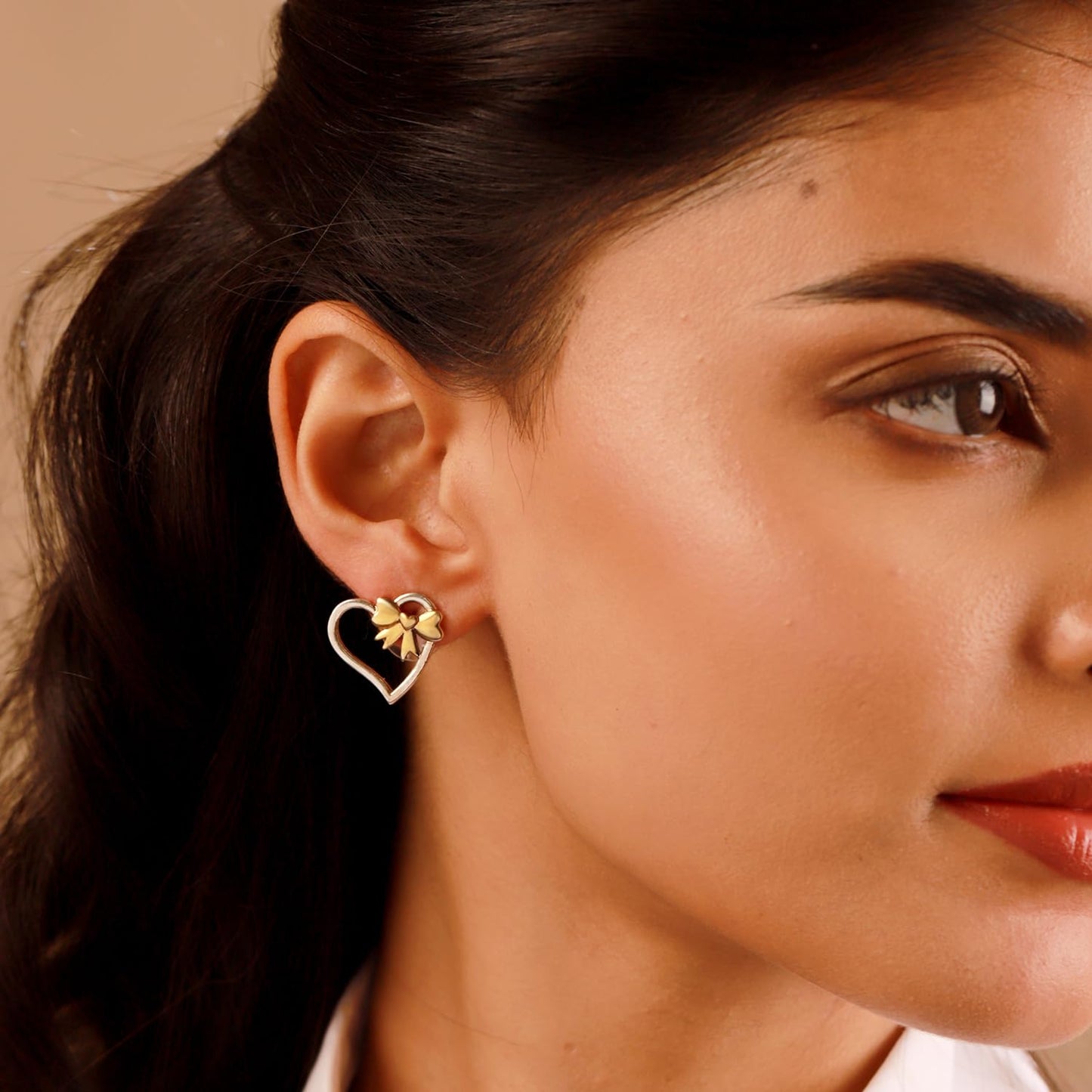 Sweetheart Ribbon Mismatched Earrings – Women's Fashion Earrings – Gold Plated – Designer Collection