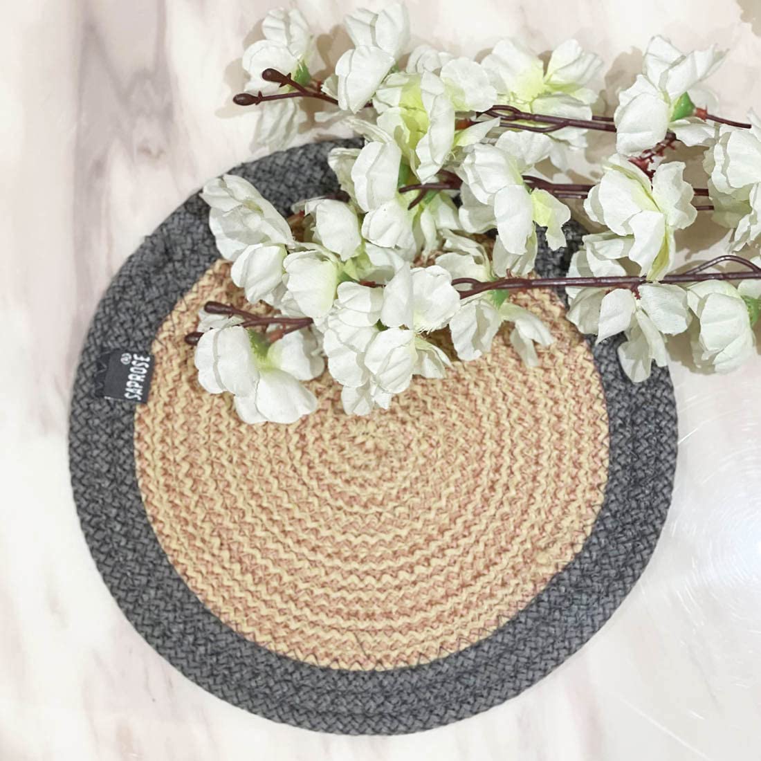 Round Braided PP Trivet Set (3 PCS, 9" Dia) | Machine Washable Pot Mat for Dining Table & Kitchen Decor