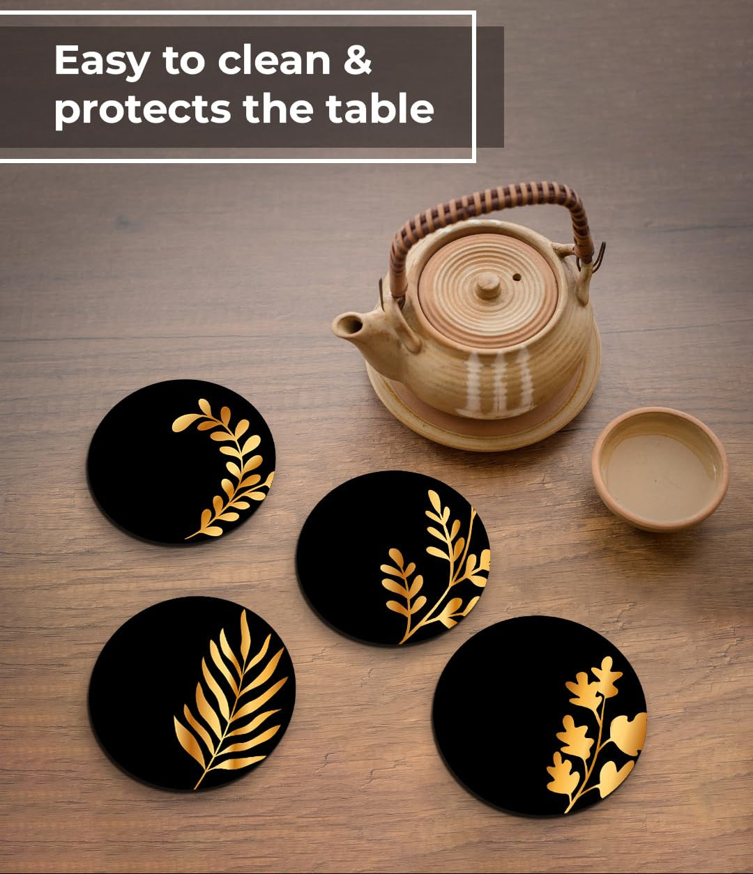 Vibrant Designer Printed Wooden Coasters 3.5x3.5 Inch (Set of 4) | Elegant Table Decor, Tea Coffee Mug Glass Mat