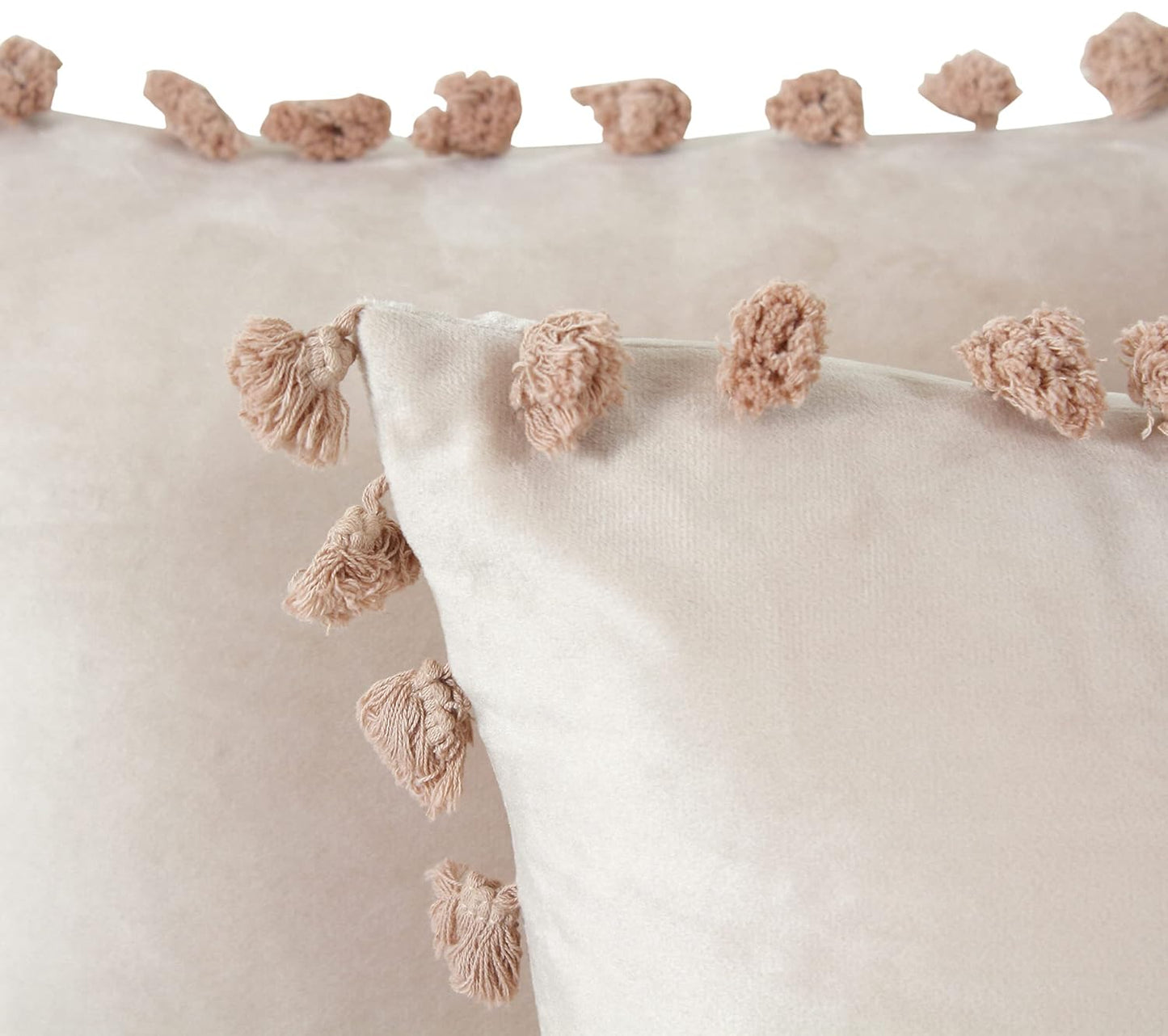 Umi Decorative Velvet Tassel Fringe Throw Pillow Covers 12x12 Inch 2 Pc | Sofa, Living Room, Bed Room Home Décor Cushion