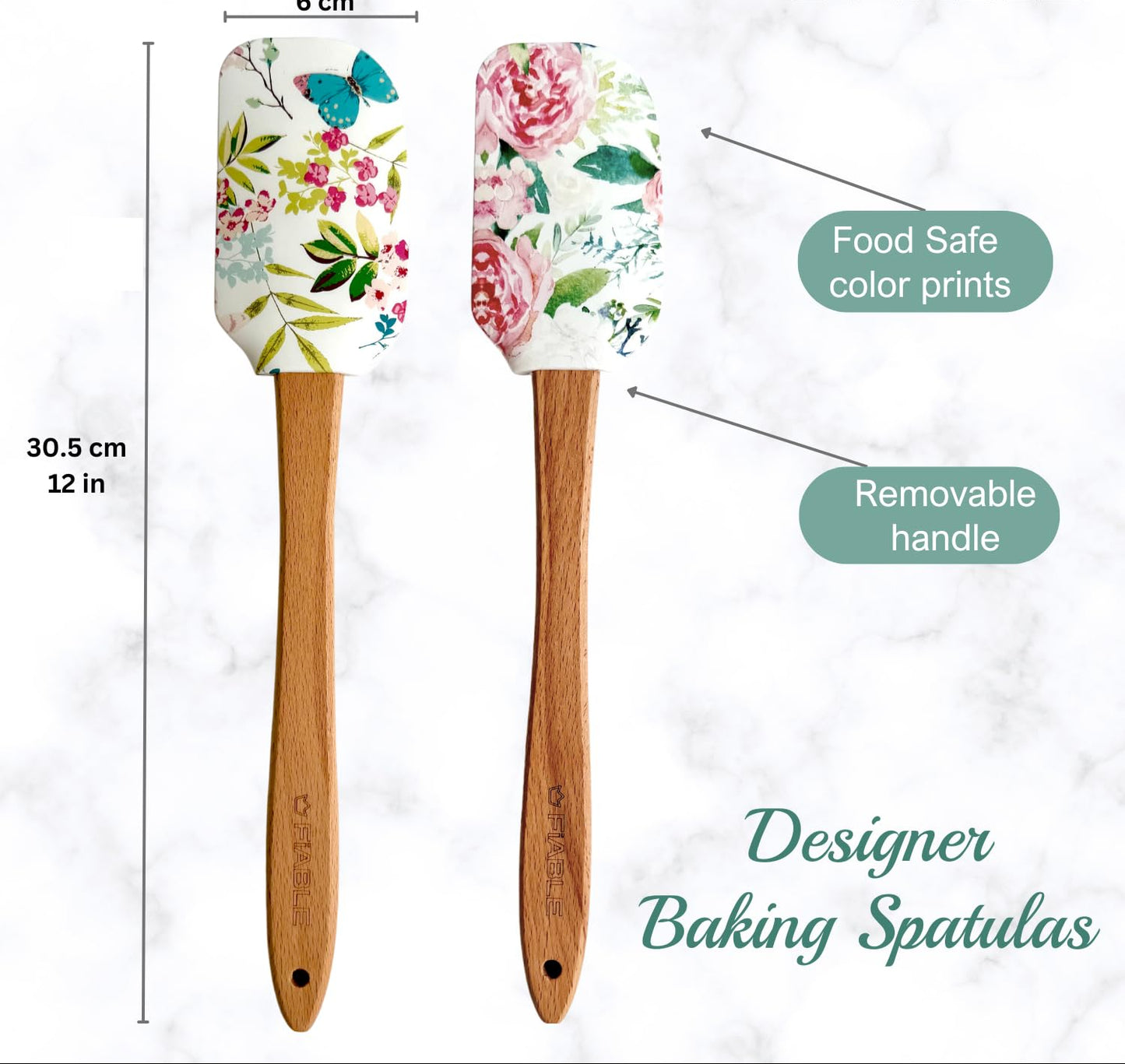 Designer Printed Baking Spatulas – Silicone Spatula Set – Food Grade & Non-Stick – Set of 2