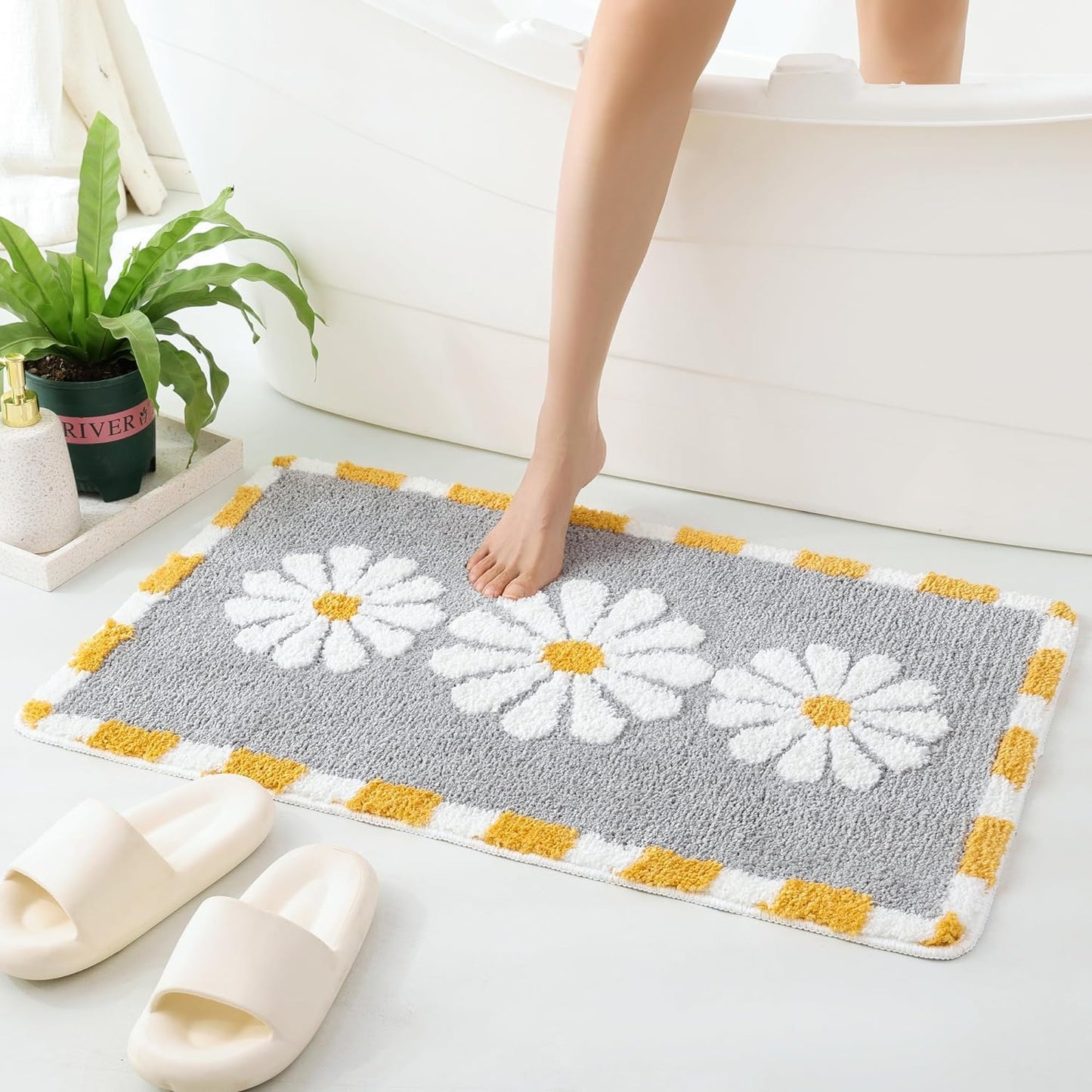 Blossom Super Soft Anti-Skid 2000 GSM Microfiber Mat (40x60 cm) Pack of 1 | Super Absorbent Bath Kitchen Door Floor Mat