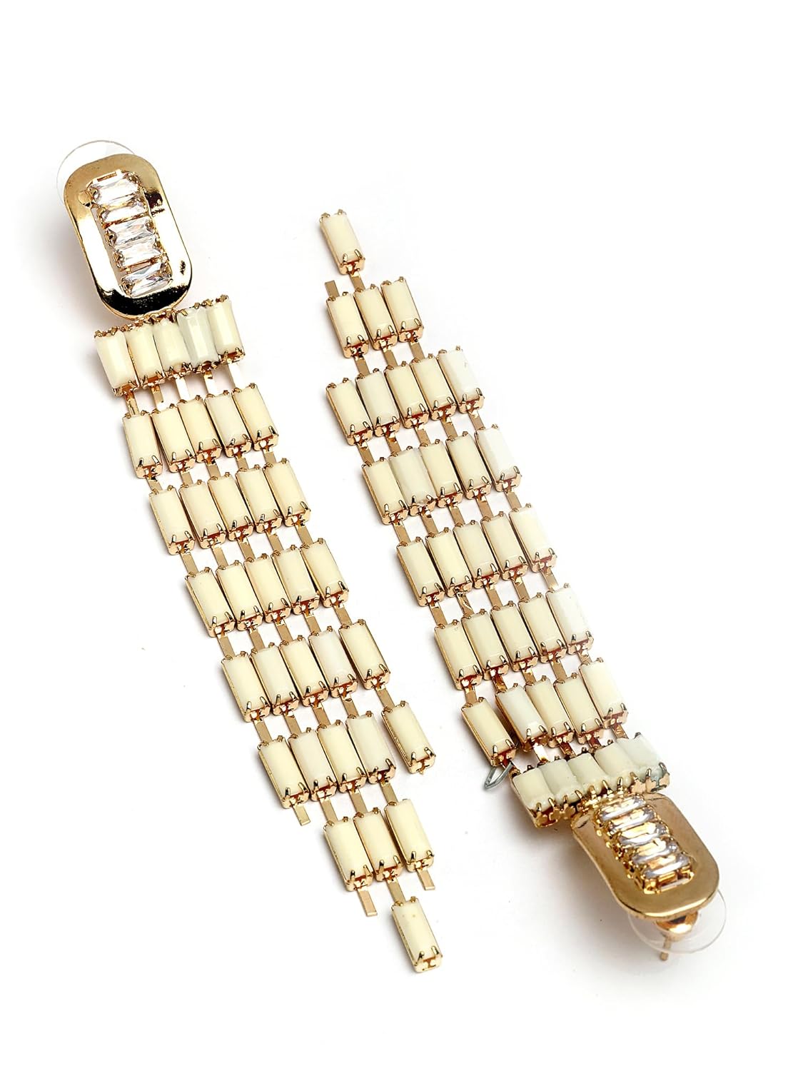 Contemporary White Drop Earrings – Women's Fashion Jewellery – Gold-Plated Finish – Retail Stock