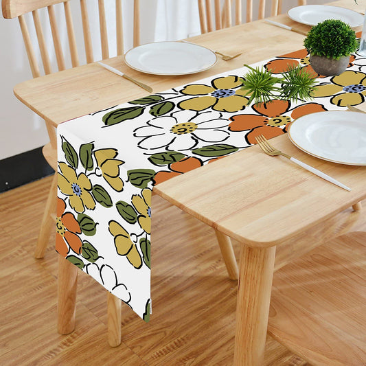 Modern Multicolor Clover Digital Printed Double Layered Table Runner 13x72 Inches | Dining Kitchen Home Decor