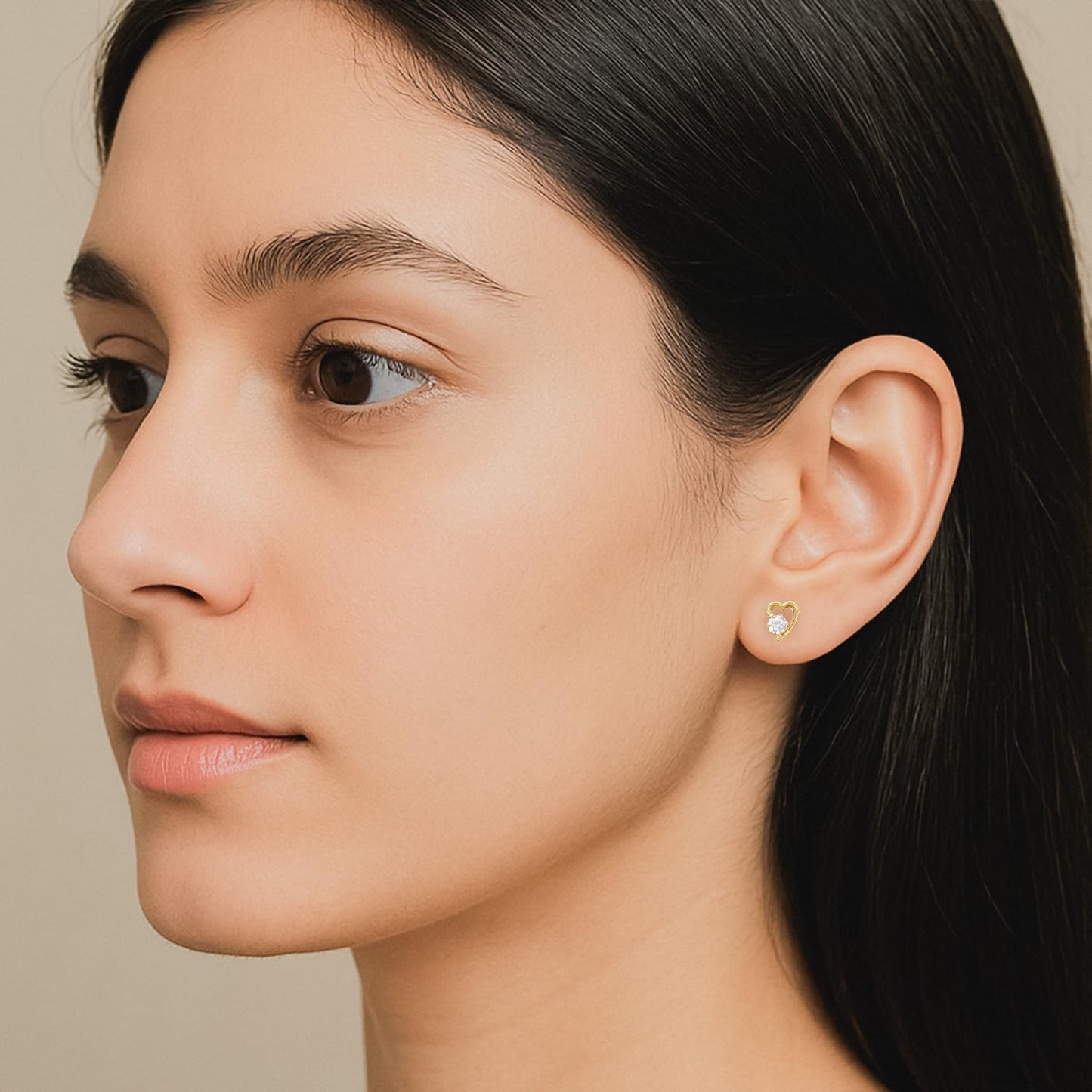 Heart Shape Earrings – Fine Jewelry – 925 Sterling Silver 18K Gold Plated – Lightweight Pair