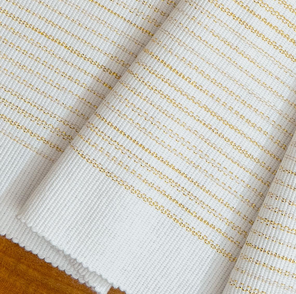 White-Gold Ribbed Glitter Thick Protective Dining Table Runner 63x14 inch, 4-6 Seater | Kitchen Linen, Party Decor