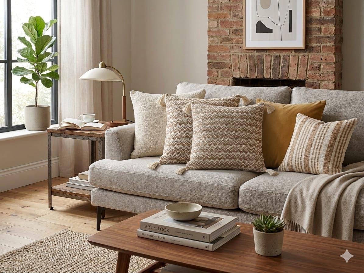 Decorative Cushion Covers – Natural Cotton with Tassels – 2pc Set