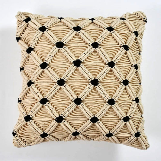 Hand-Knitted Macrame Decorative Cushion Covers – with Concealed Zipper – 16x16 In