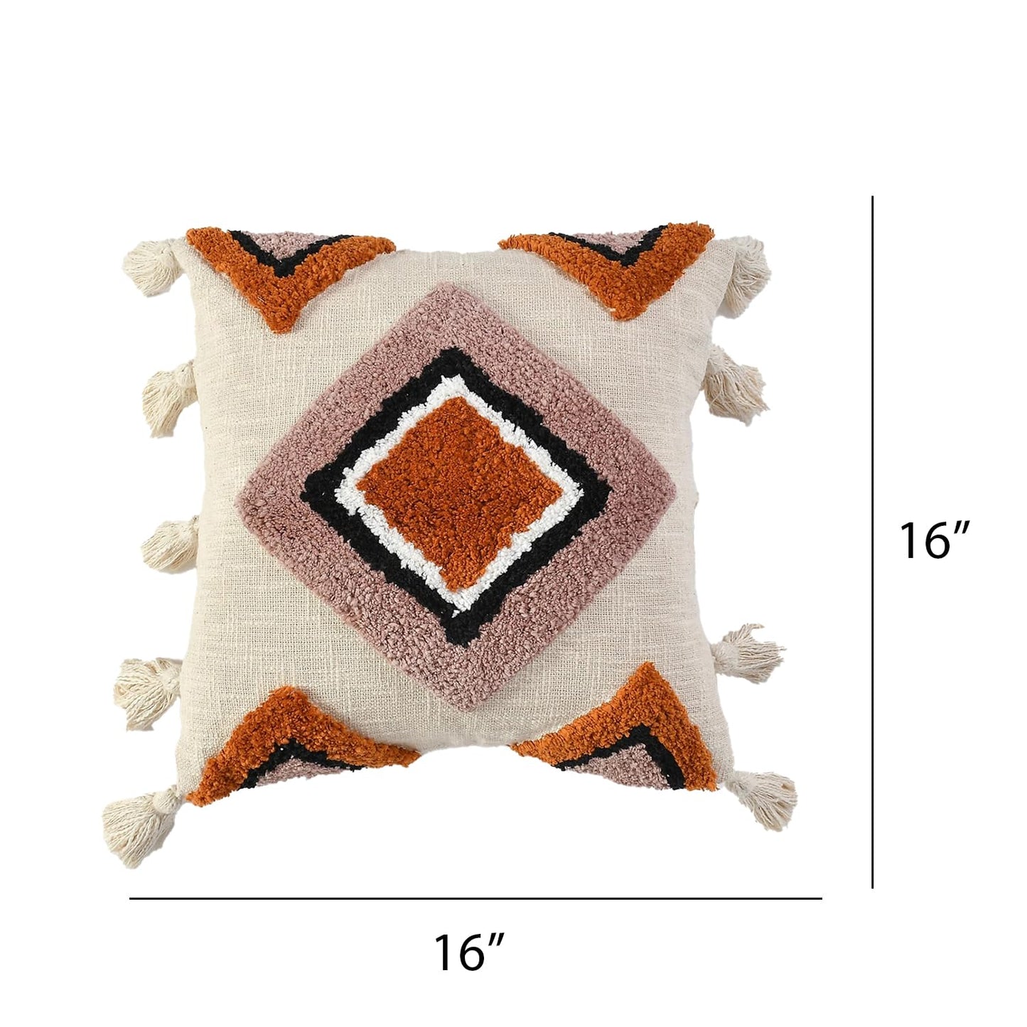 Geometric Tufted Decorative Cushion Cover - 100% Cotton - 2pc set