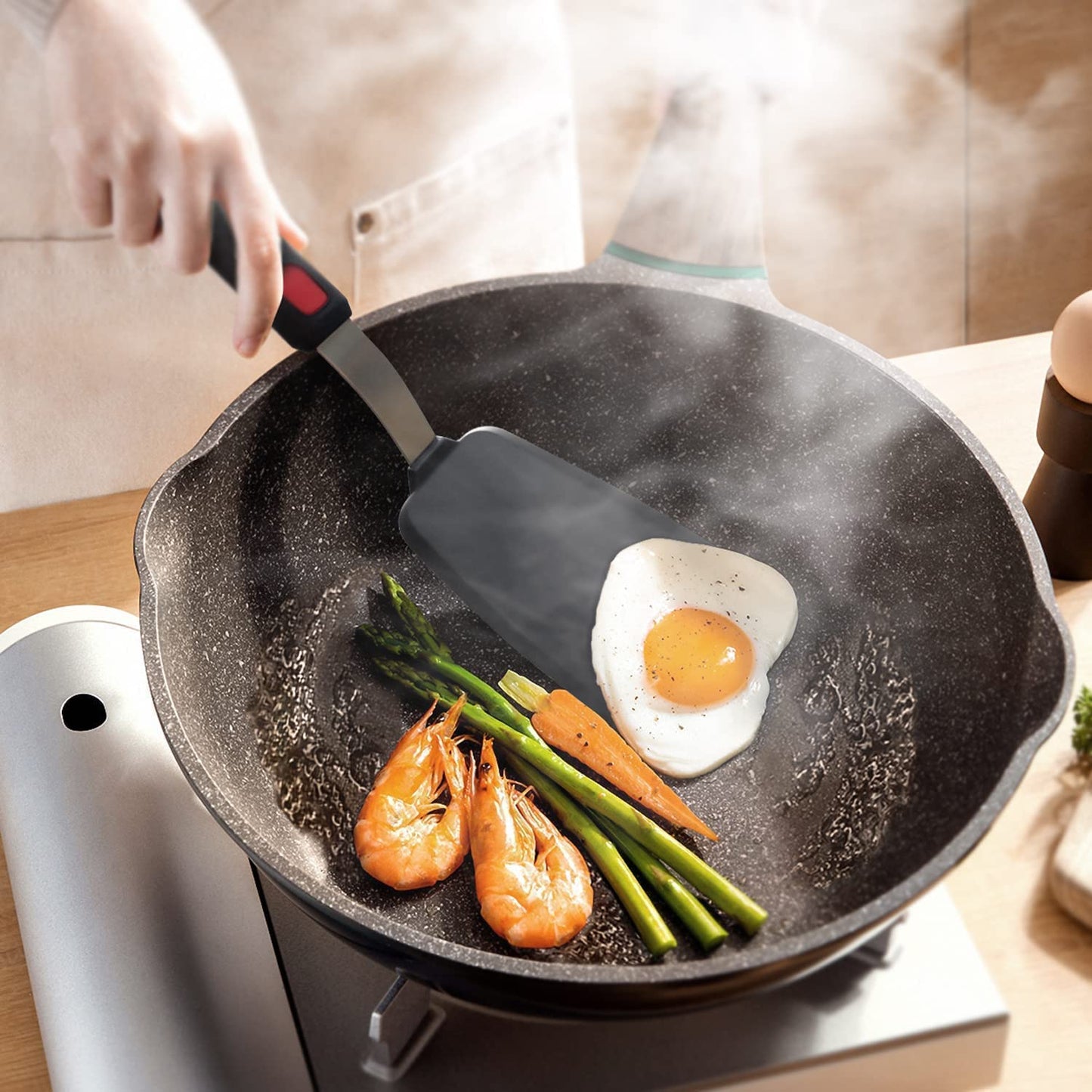 Spatule de cuisine en silicone – Spatule à crêpes large – Silicone anti-rayures et résistant à la chaleur – 28 x 7 cm (Lot de 1)