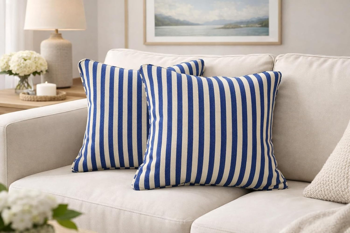 Set of 2 - Accent Pillow Slipcovers – Pure Cotton, Concealed Zipper – 16x16"
