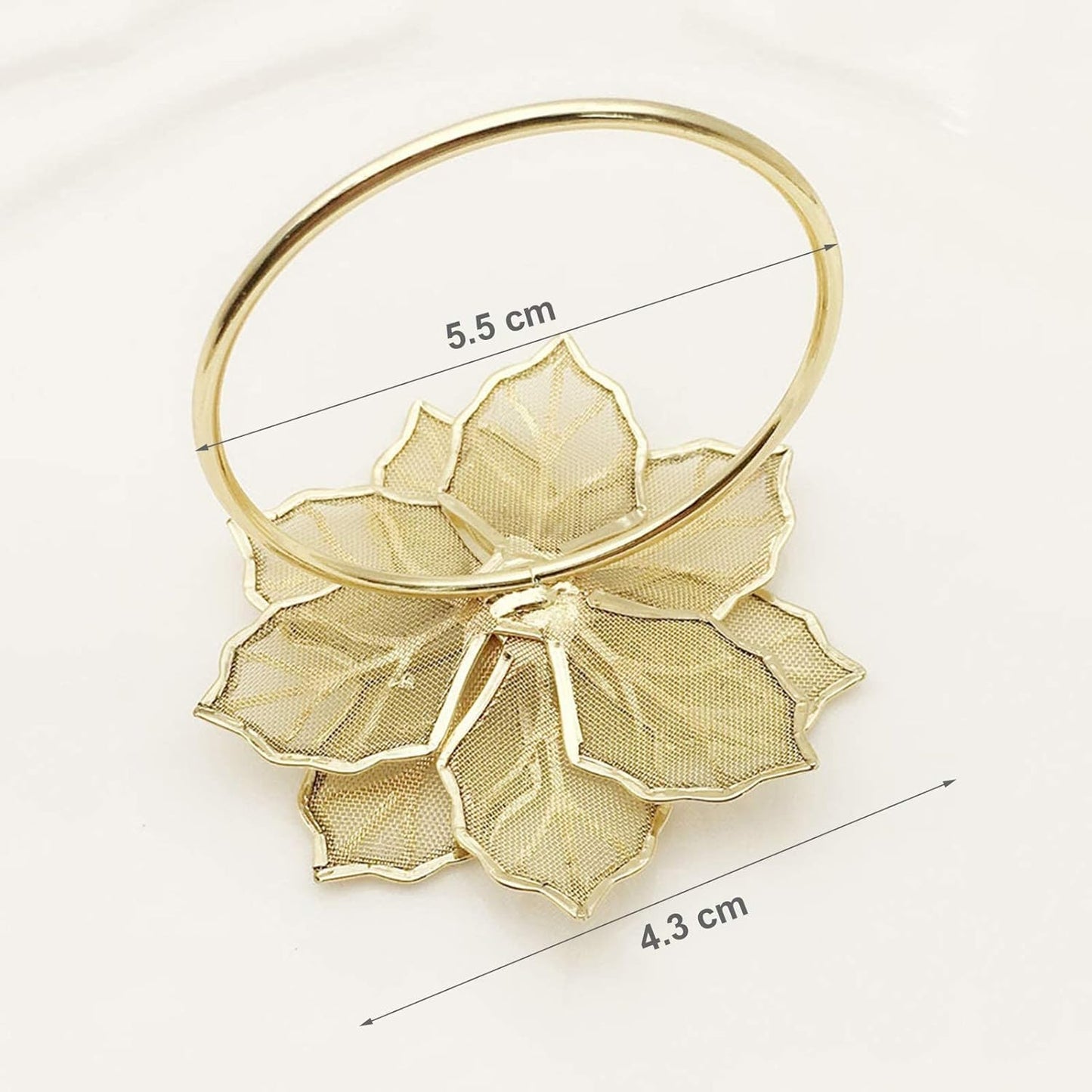 Gold Floral Napkin Rings – Table Setting Accessory – Intricate Floral Design – Set of 6