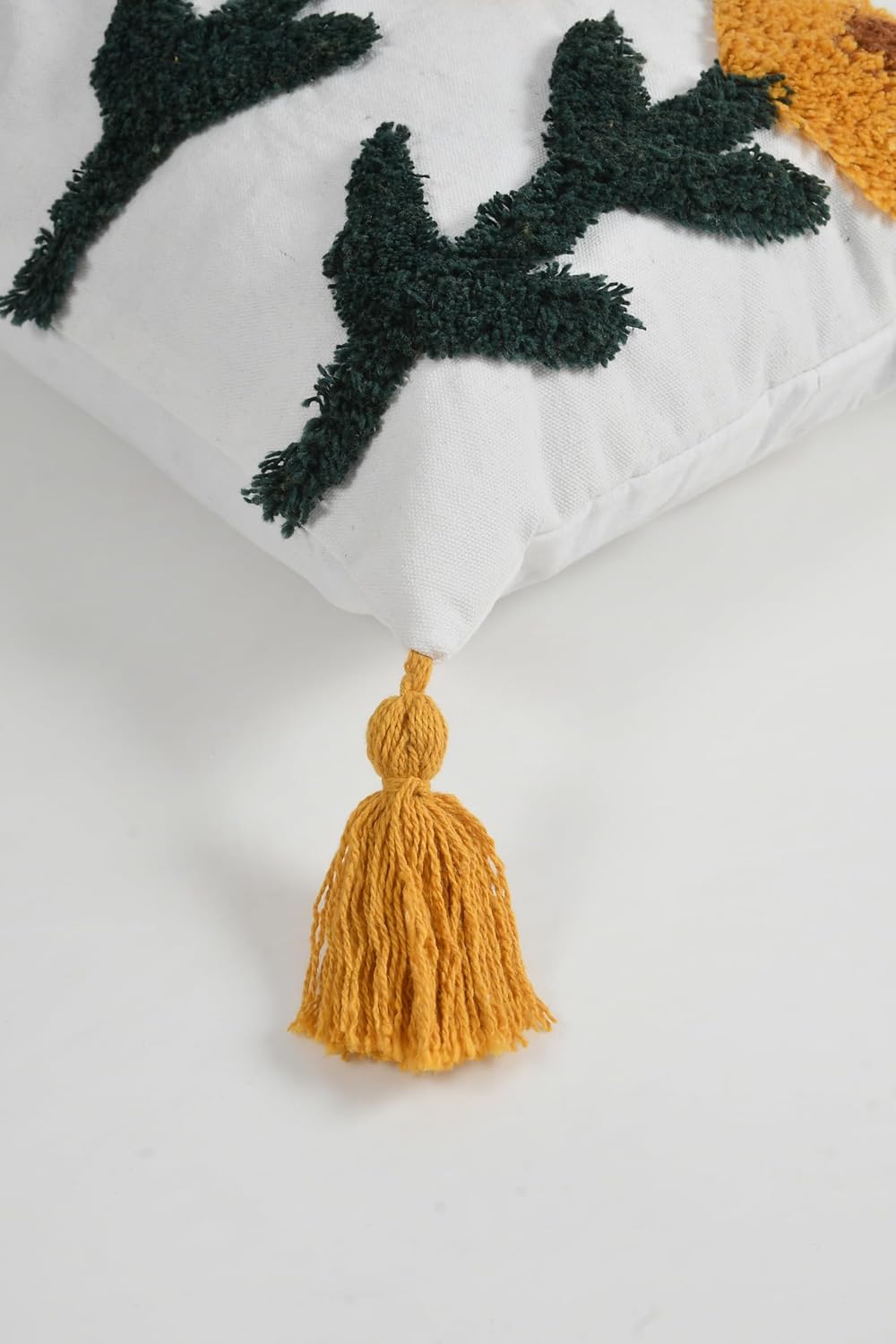 Bohemian Tufted Sunflower Cushion Cover 12x20 inch, Pack of 1 | Decorative Throw Pillow Case for Sofa, Bed, Living Room