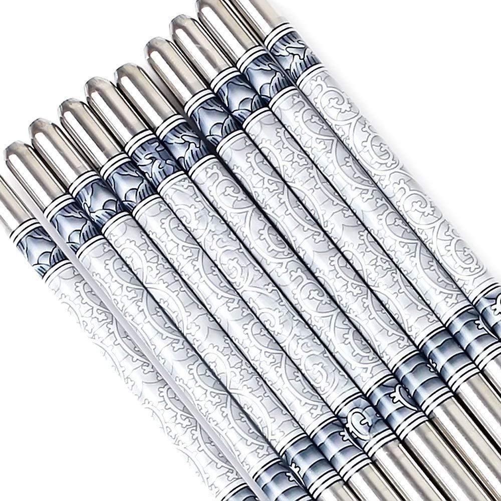 Metal Chopsticks – Reusable Dining Chopsticks – Non-Slip Stainless Steel – 5-Pair Set