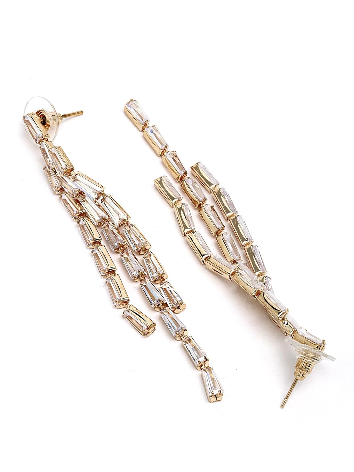 Gold-Plated American Diamond Drop Earrings – Fashion Jewellery – Contemporary Style – Retail Ready