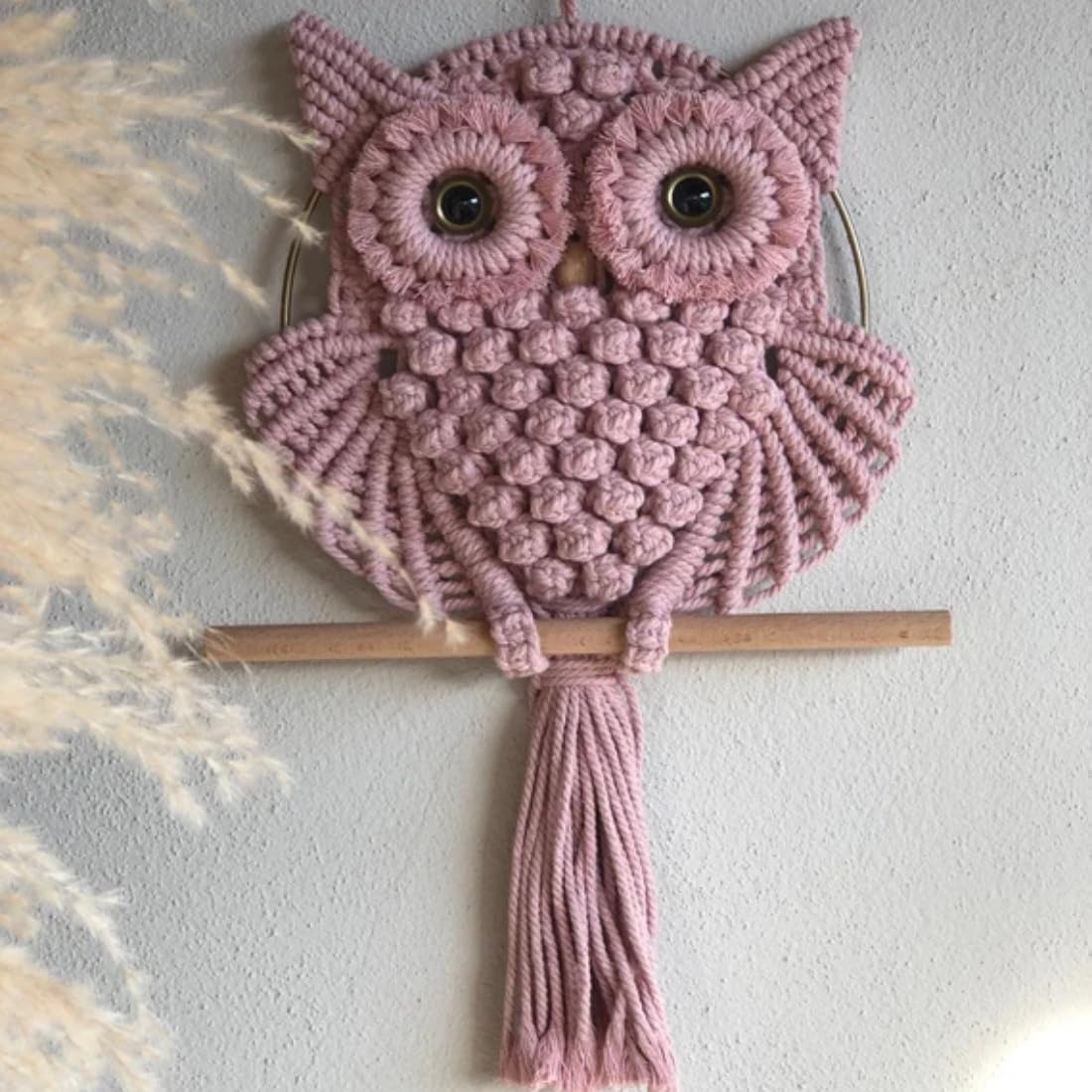 Handcrafted Owl Macramé Wall Decor – Natural Cotton Fibers – 12x23 Inch