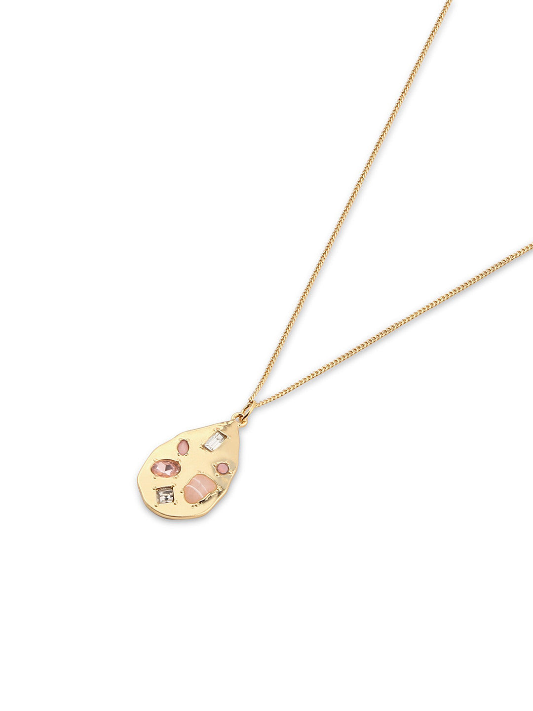 Stone-Studded Necklace – Fashion Jewellery – Gold-Toned Alloy – 46cm Length