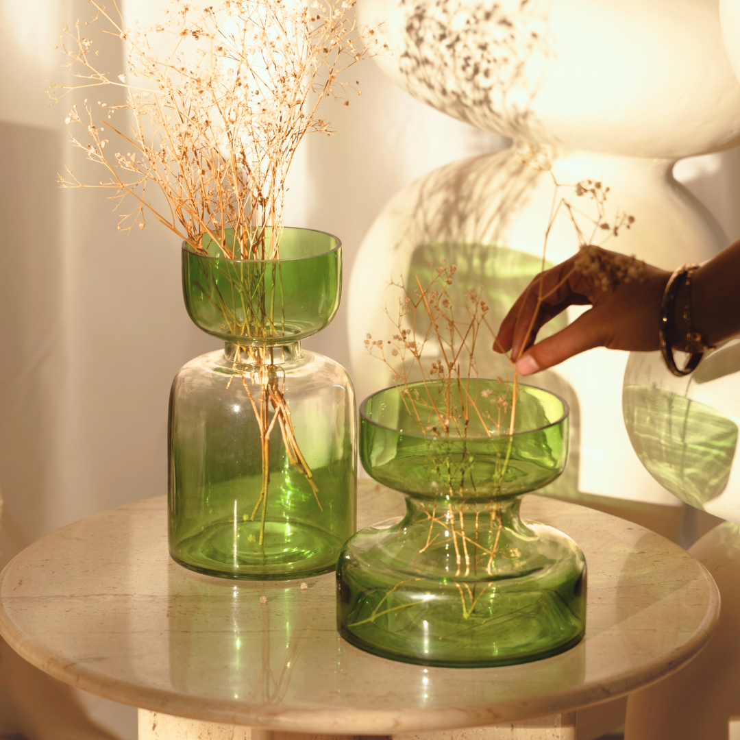 Vase | Handblown Glass Sage Tinted Handcrafted | Green